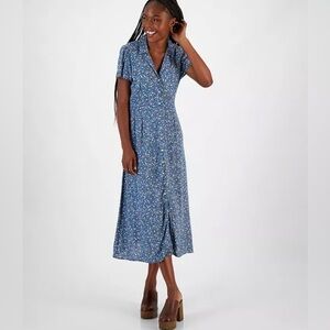 NWT Lucky Brand Women's Collared- Button-Down Midi Dress-Large